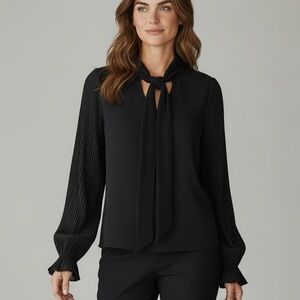 Liberty love  blouse with a self-tie neck and pleated sleeves size S